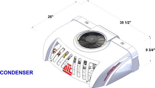 ATC8-RT 12VDC全电动机组的屋顶冷凝器，欢迎加入适用于绝缘紧凑型货车和小型城市运输车辆。